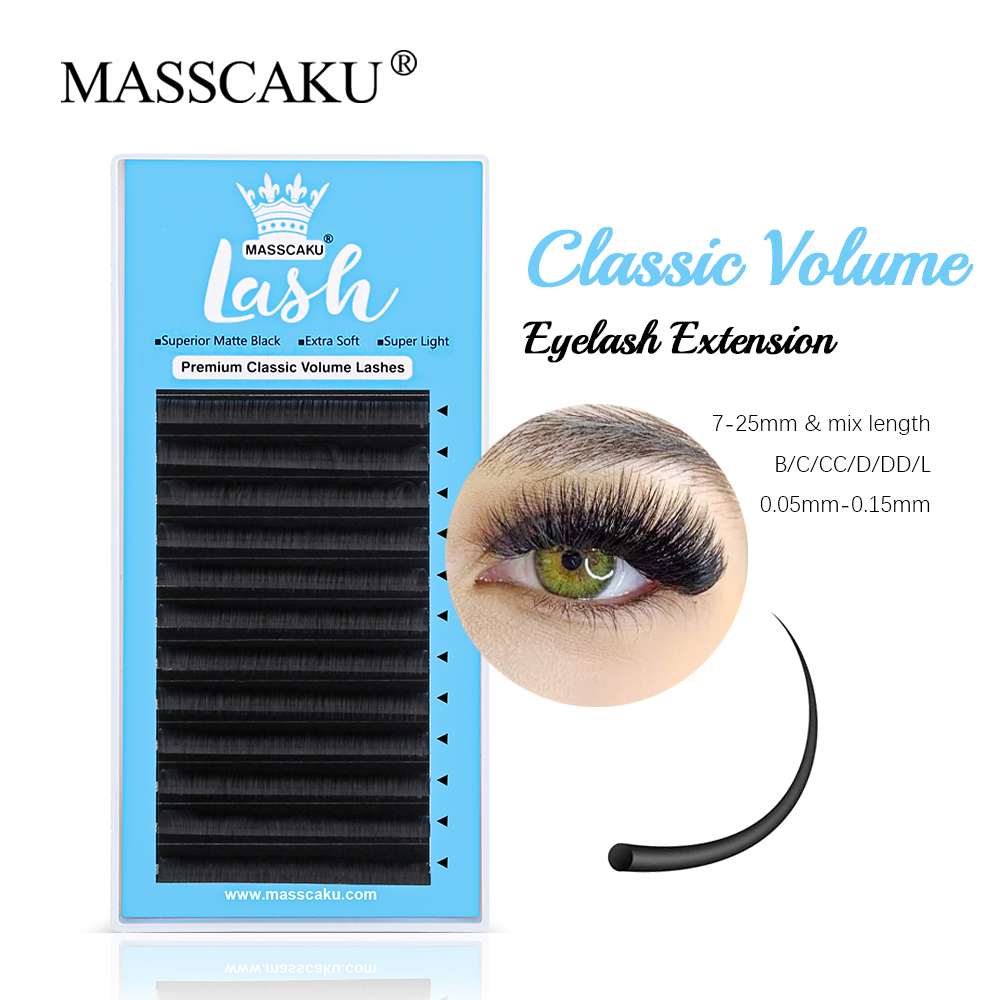 Eyelash Extension Human Hair - MASSCAKU 0.05/0.07/0.10/0.15mm Classic Regular Eyelash Extension
