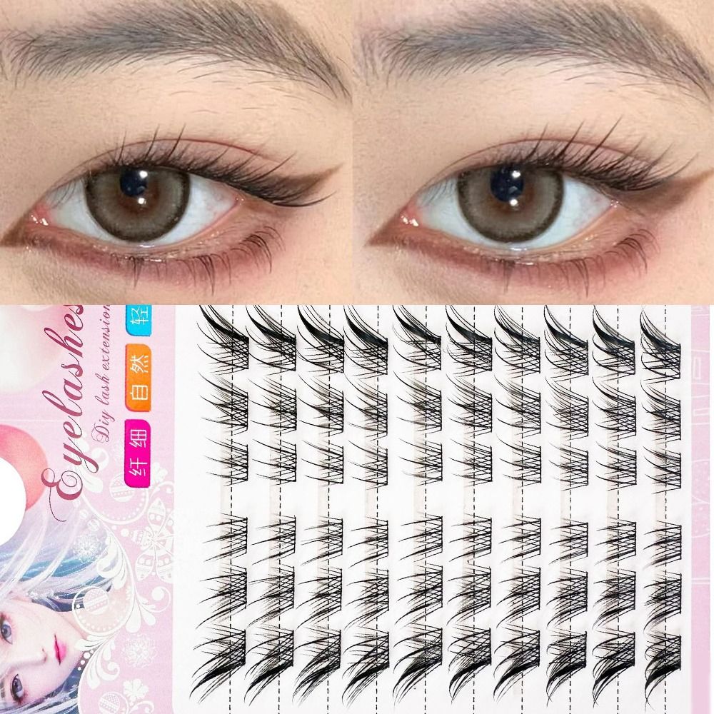 Eyelash Extension Human Hair - 3D Cat Eye Clusters Lashes Natural