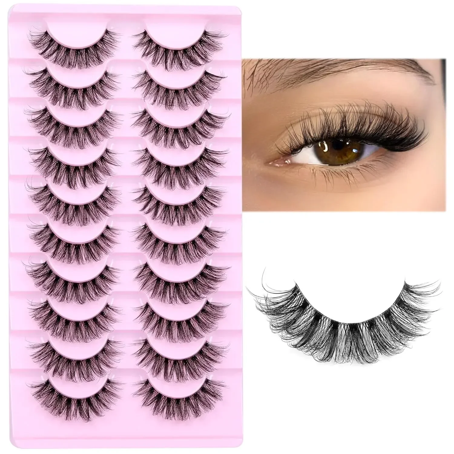 10 Pairs Natural Fluffy False  - Eyelash Extension Human Hair review and price