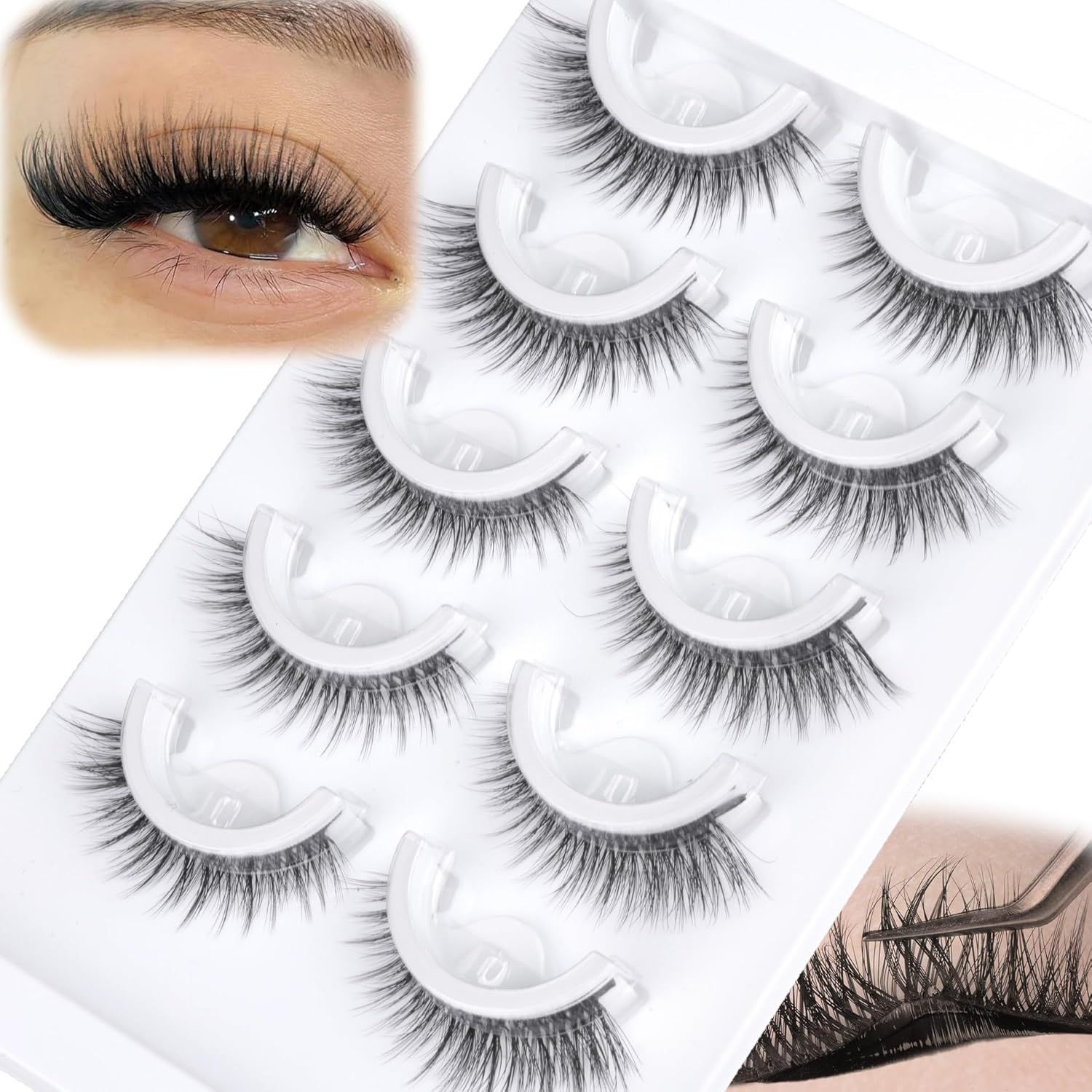 5 Pairs Pre glued half lashes  - Eyelash Extension Japanese review and price