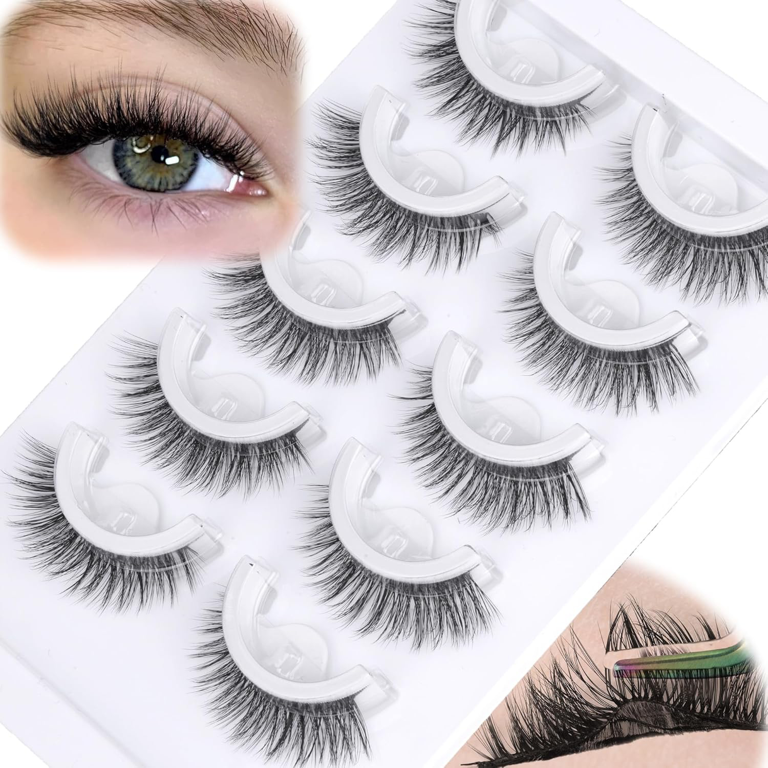 5 Pairs Pre glued half lashes  - Eyelash Extension Japanese review and price